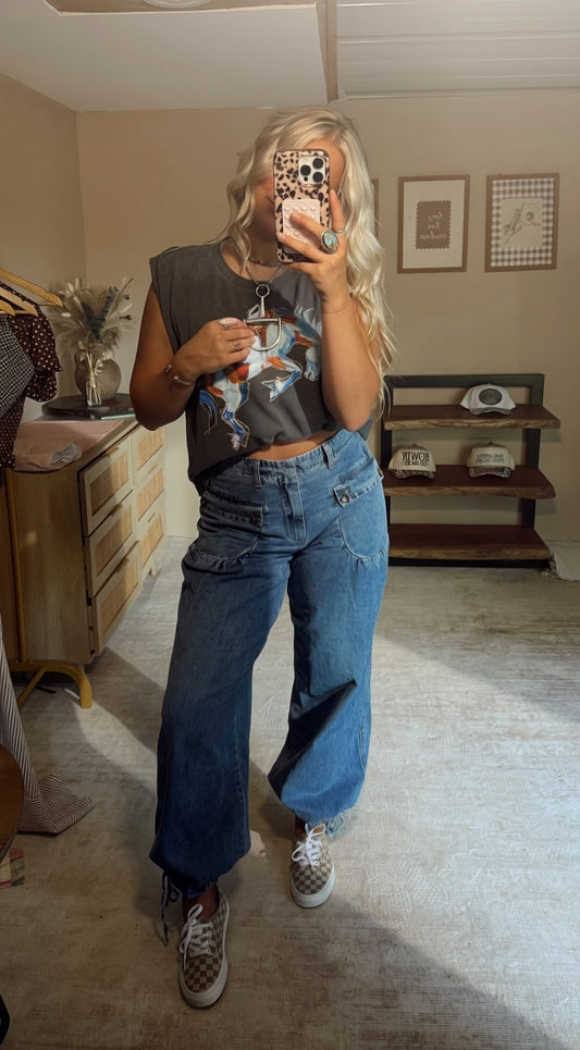 Balloon-Tied Denim Jeans