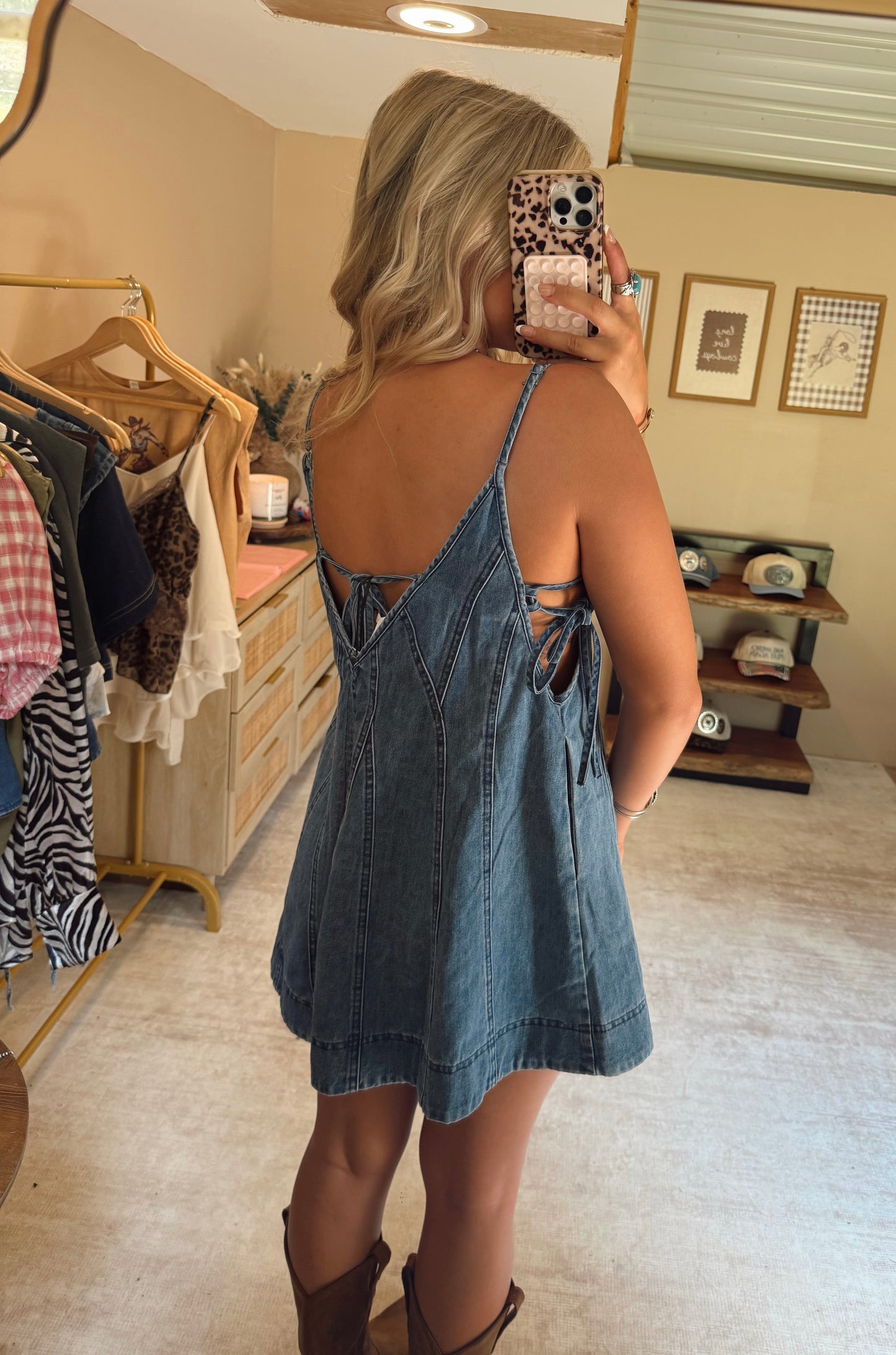 Flared Denim Romper