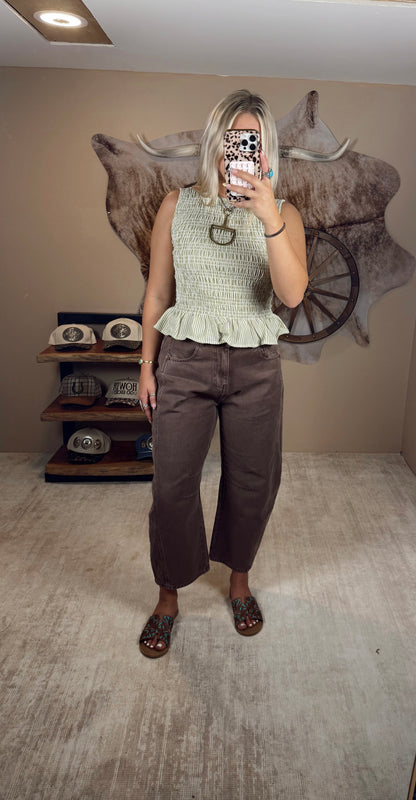 Brown Barrel Jeans