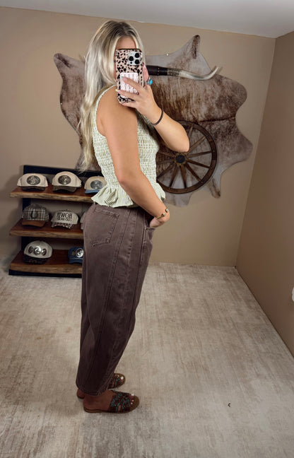Brown Barrel Jeans