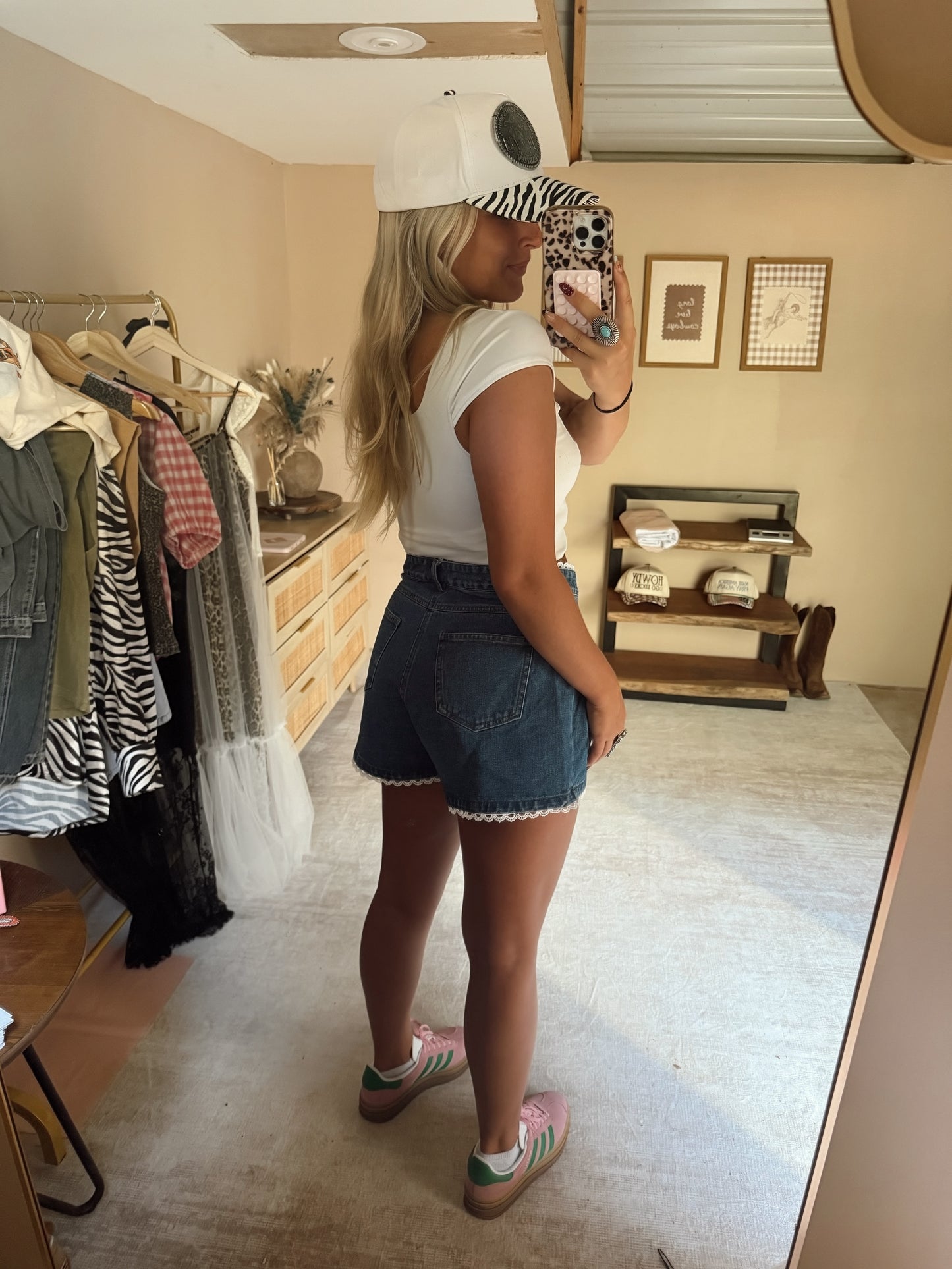 Denim + Lace Shorts