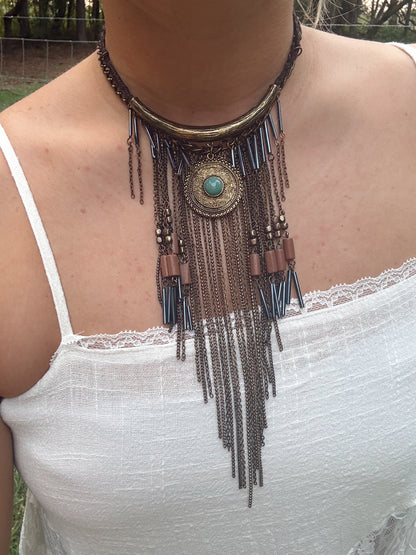 Antique Gold Fringe Necklace