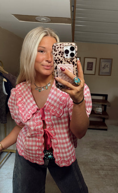 Pink Gingham Top