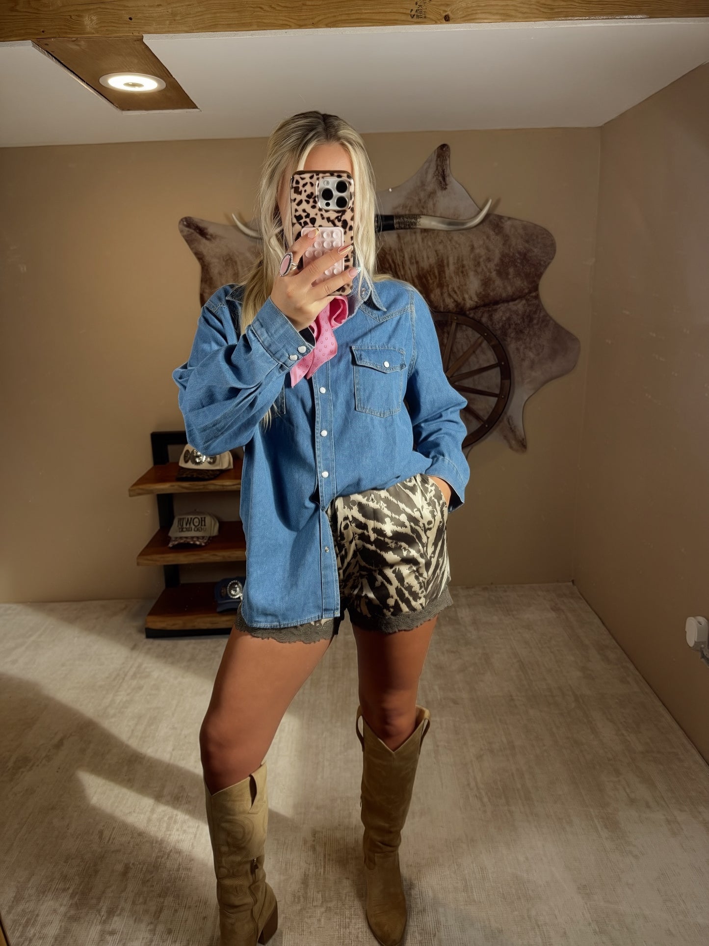 Satin + Lace Zebra Shorts