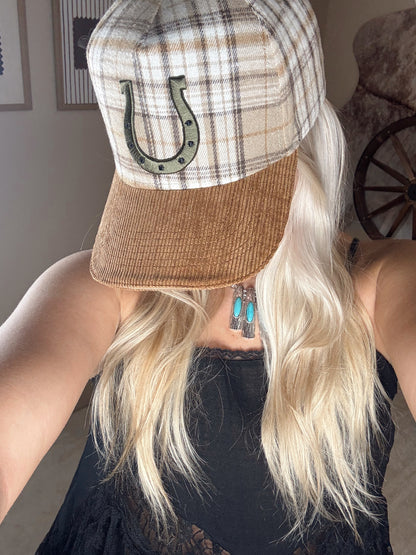 Plaid Horseshoe Trucker Hat