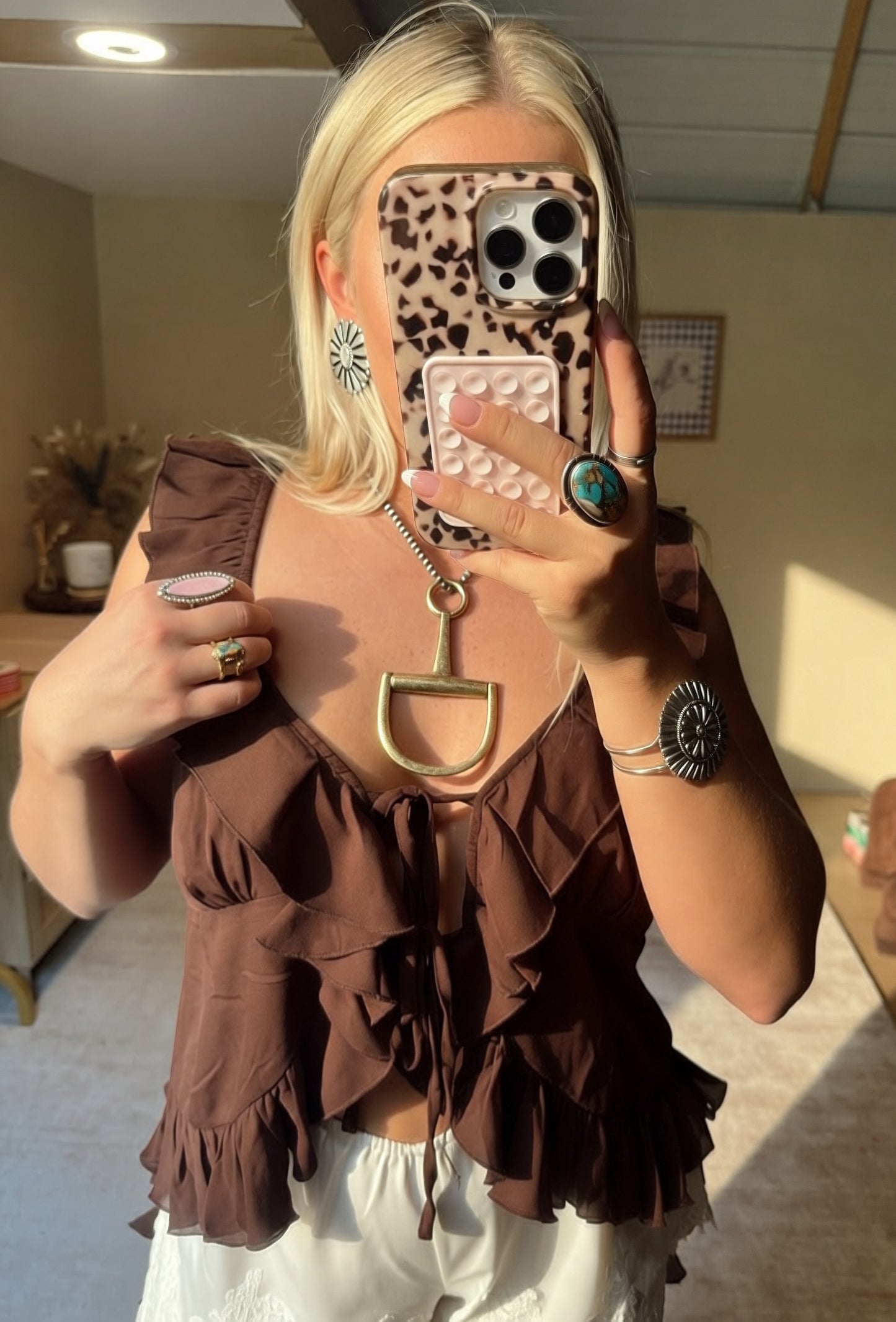 Brown Ruffle Top