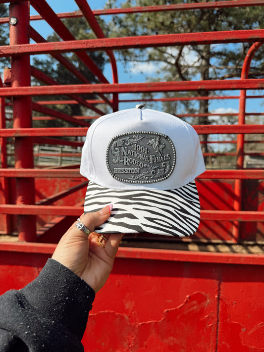 Vintage NFR Buckle Hat Zebra