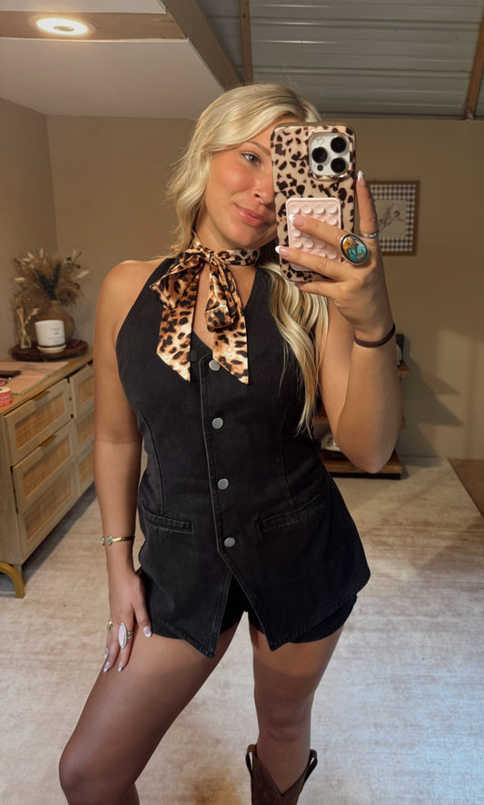 Black Denim Romper