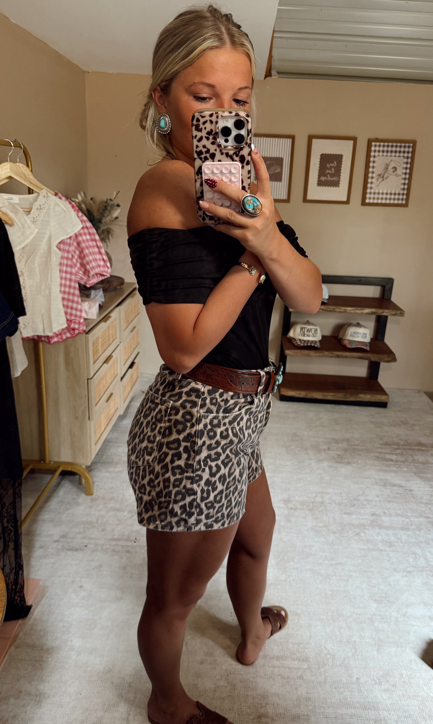 Denim Cheetah Shorts