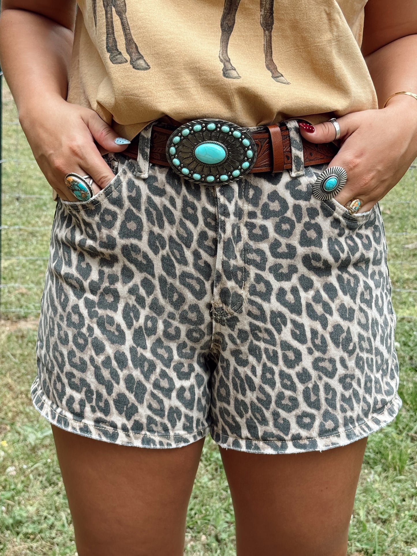 Denim Cheetah Shorts