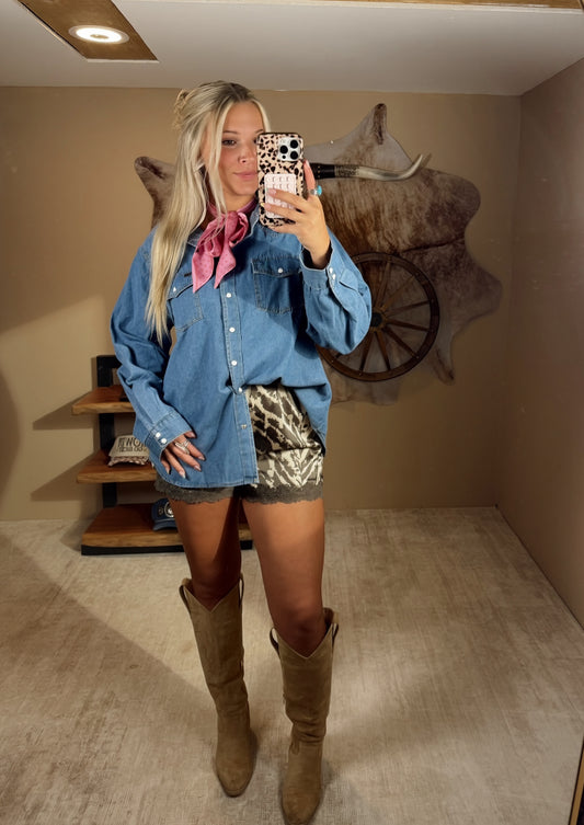Denim Button Down Top
