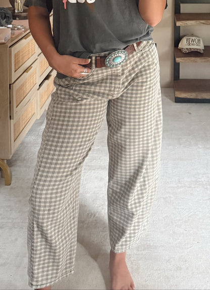 Gingham Barrel Jeans