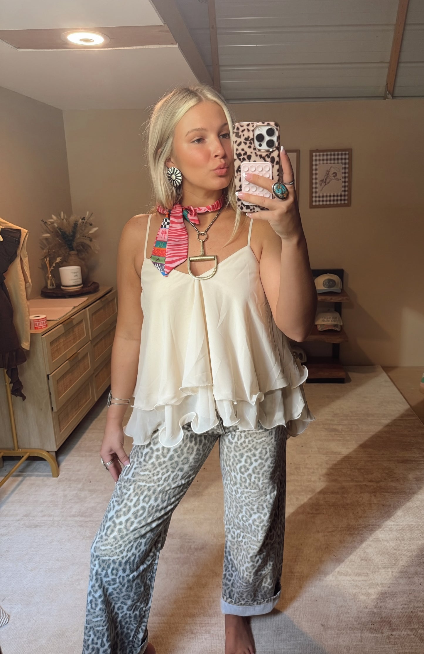 Ruffle High/Low Top