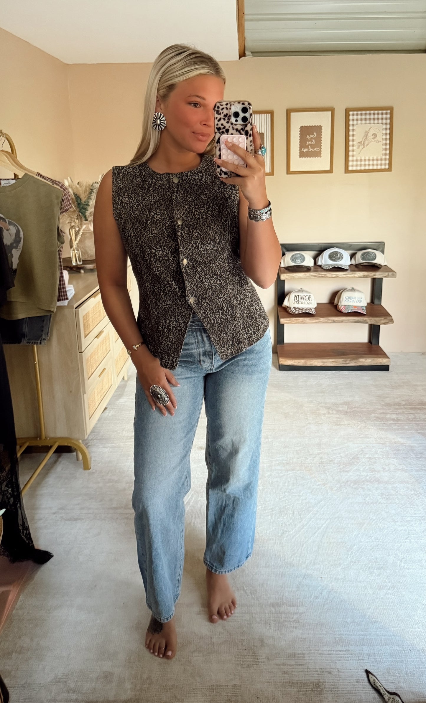 Denim Cheetah Top