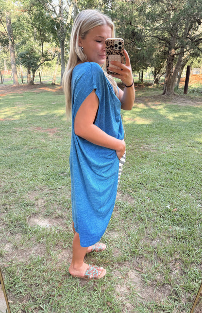Blue Front Tie Top