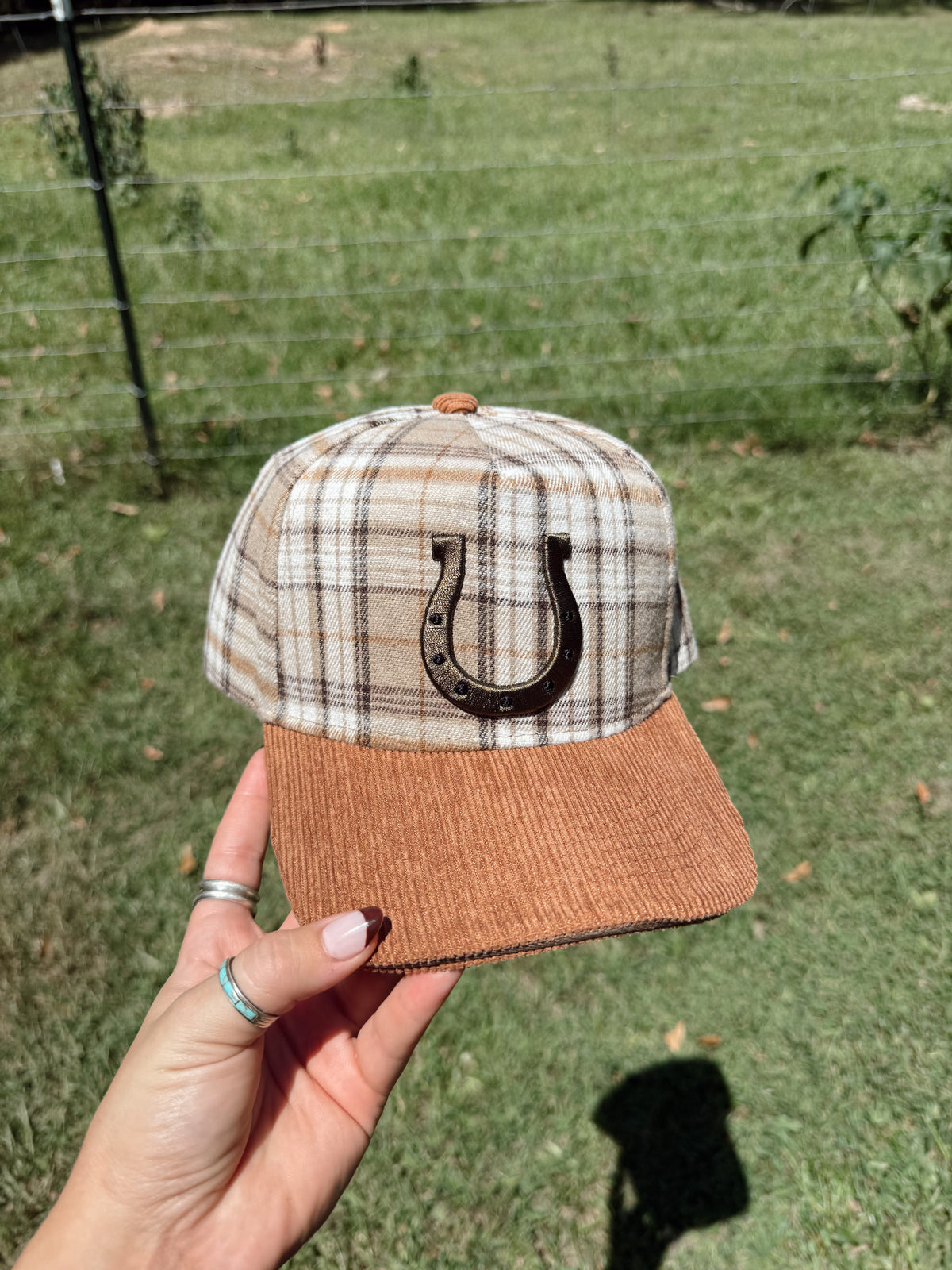 Plaid Horseshoe Trucker Hat